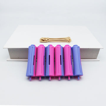 Hair Perm Rods F8-7 – Large 2.2 x 9.0 cm Curling Rollers , Half Purple Half Pink , Reusable Heatless Curlers for Long Hair, Salon & Home Use